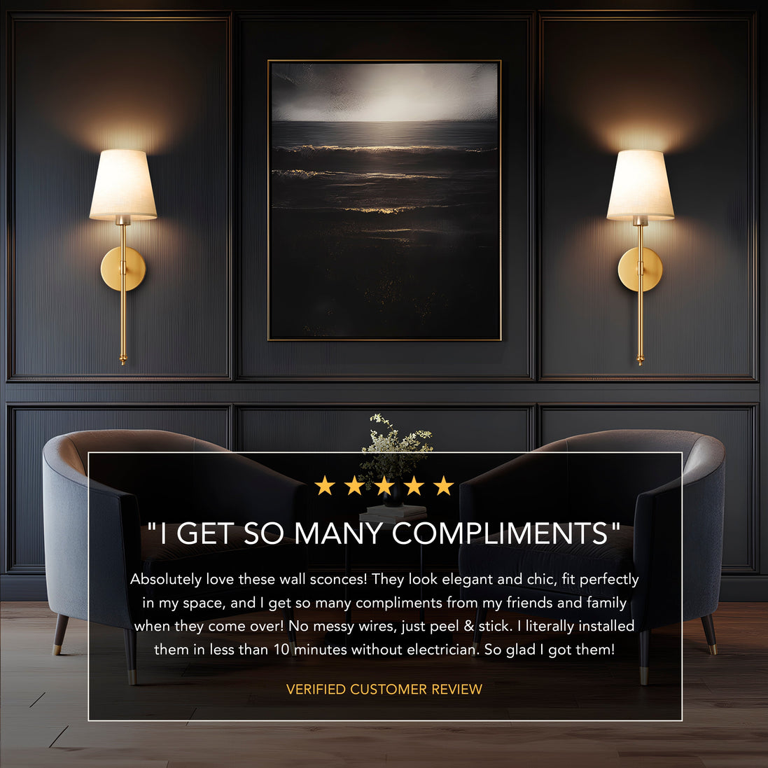 Wall sconces above a fireplace
