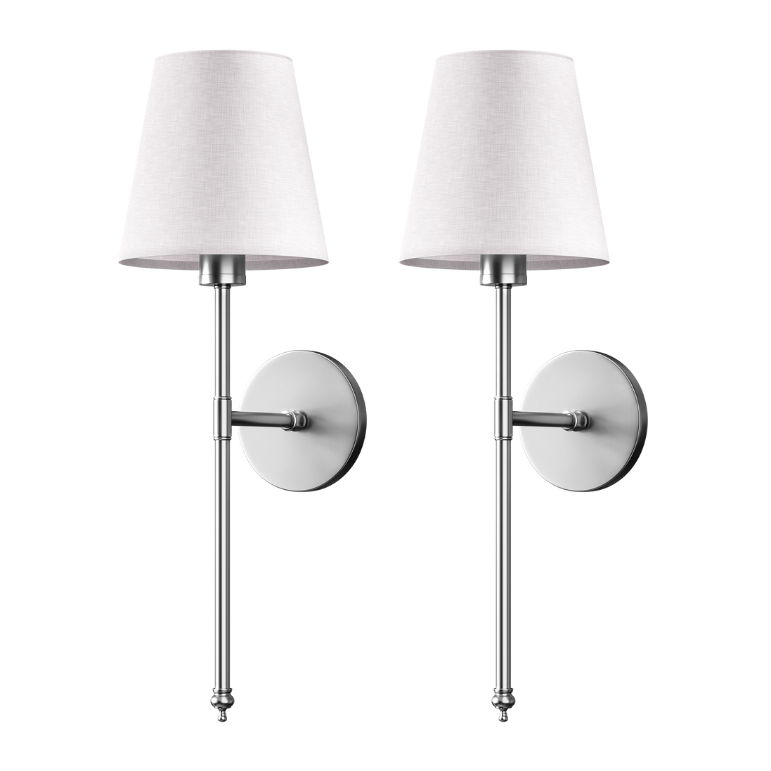 Wireless wall sconces in silver