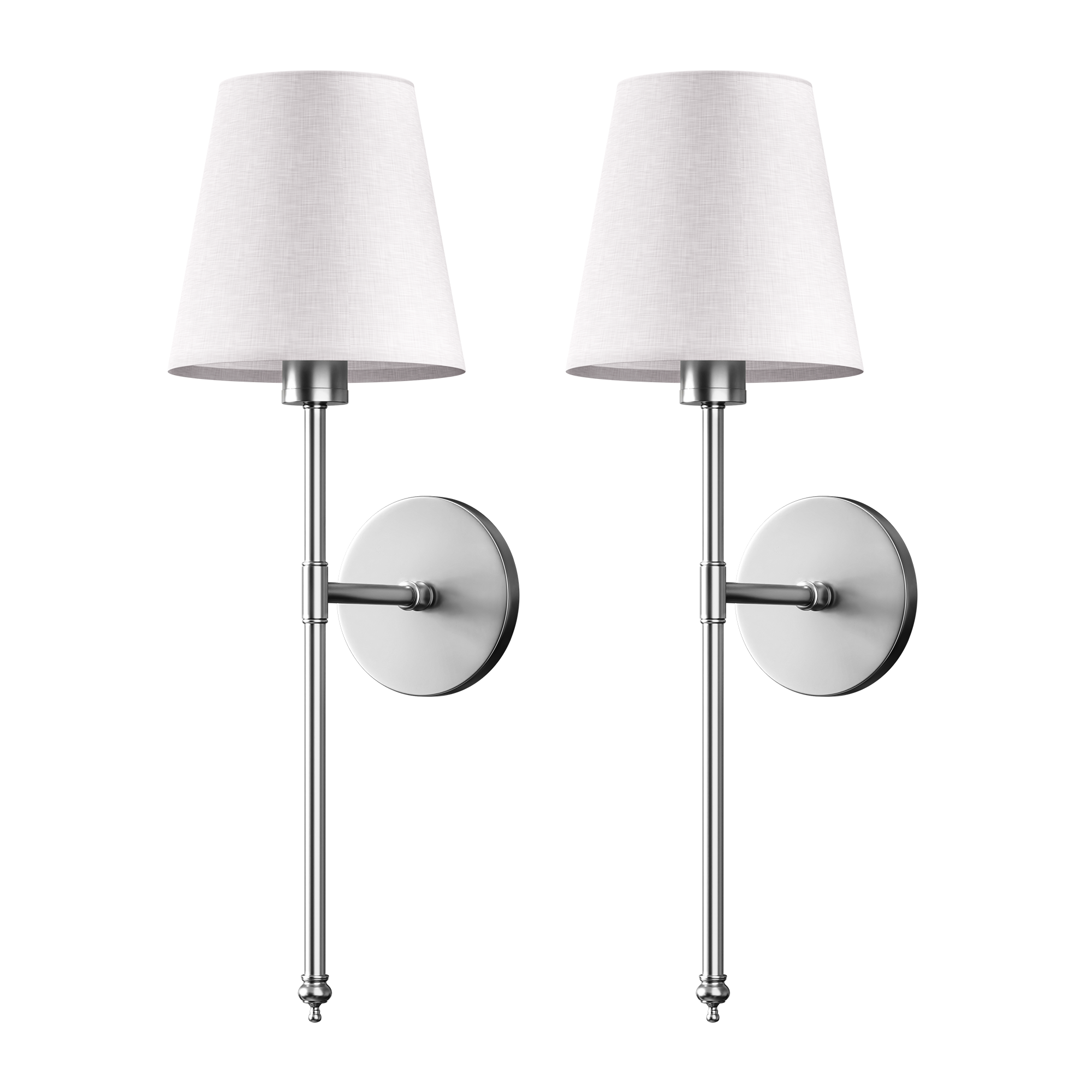 Wireless wall sconces in silver