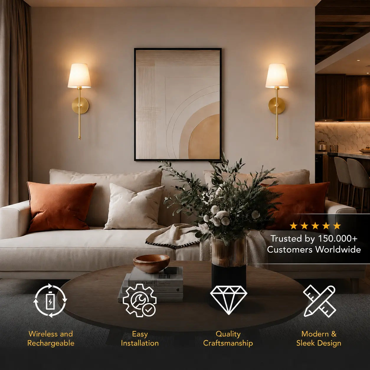 WIRELESS WALL SCONCES (SET OF 2)